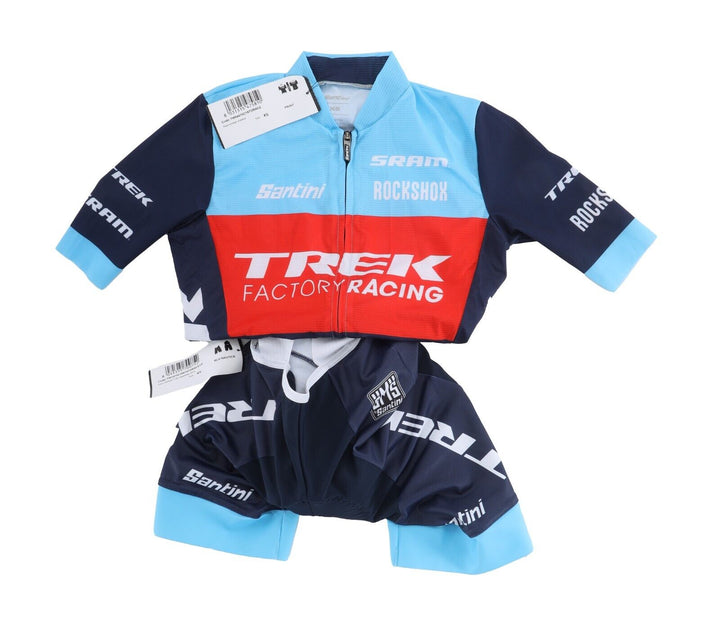 Santini Trek Factory Team 5-Piece Short Slv Cycling Kit XS Jersey Bibs Warmers