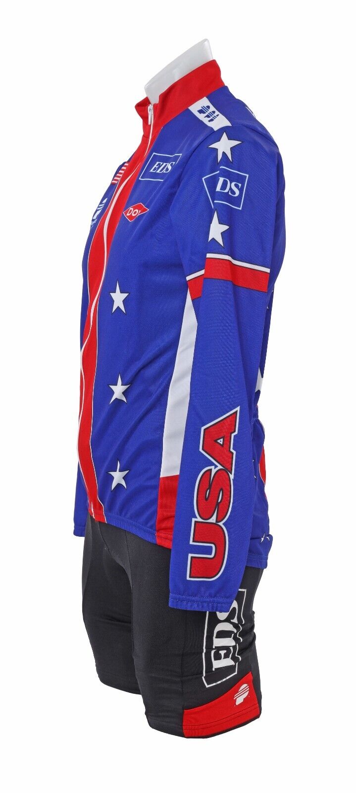 Team USA Cycling Long Sleeve Jersey Bib Short Kit Men MED Road Bike Vintage EDS