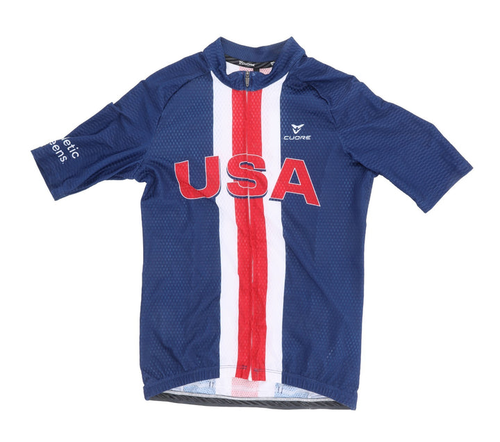 Cuore Team USA Cycling Short Sleeve Jersey Men SMALL Blue Road Bike