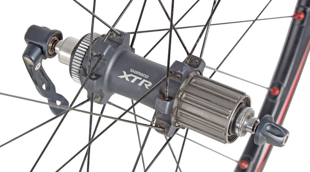 Shimano XTR WH-M975 Alloy 26” Tubeless Disc Mtn Bike Wheelset 9/10s Titanium QR