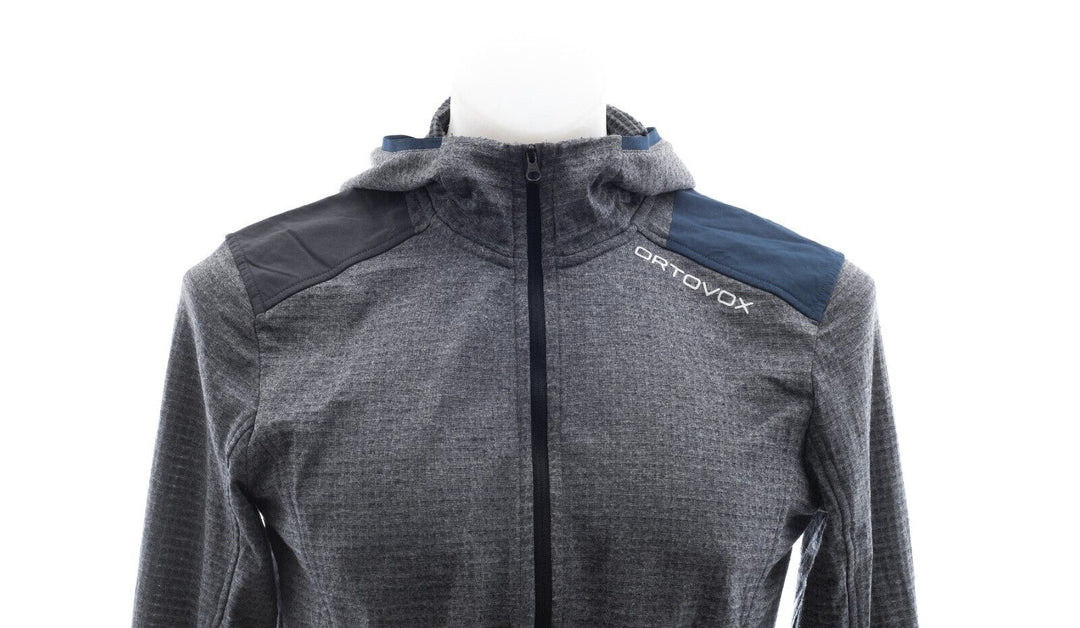 Ortovox Fleece Light Grid 1/2 Zip Neck Hoody Men MEDIUM Merino Ski Hood Bike