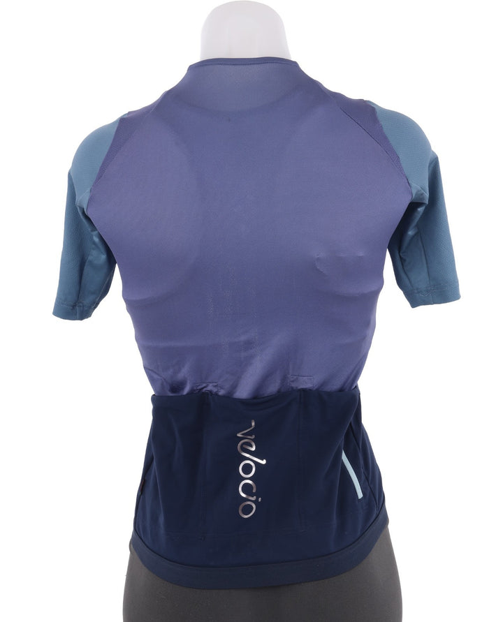 Velocio Concept SE Short Sleeve Cycling Jersey Women XS BLUE Road Gravel Race CX
