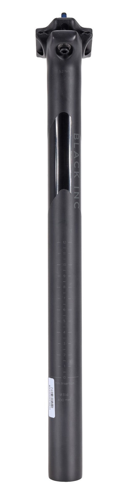 Black Inc Carbon Mountain Bike Seatpost 31.6 x 400mm 0mm SB 7 x 7mm Rail MTB XC