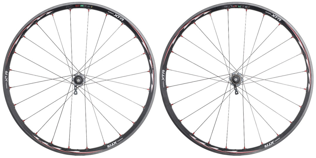 Shimano XTR WH-M975 Alloy 26” Tubeless Disc Mtn Bike Wheelset 9/10s Titanium QR