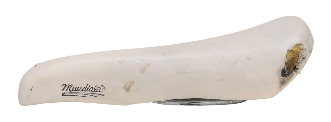 Selle Italia Mundialita Leather Road Bike Saddle 140mm 7x 7mm White CrMo Vintage
