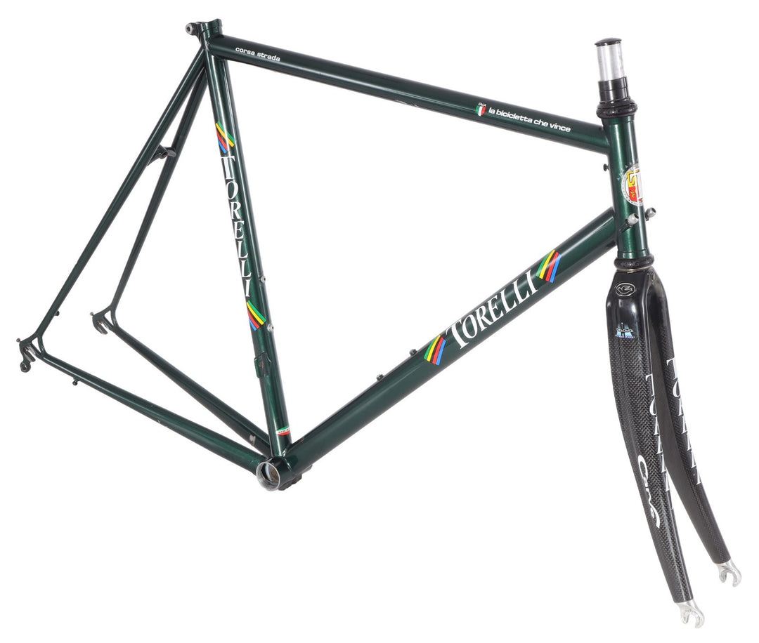 Torelli Corsa Strada Steel Road Bike Frameset 55cm Carbon Fork Green 700c Italy