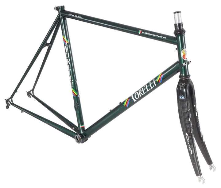 Torelli Corsa Strada Steel Road Bike Frameset 55cm Carbon Fork Green 700c Italy