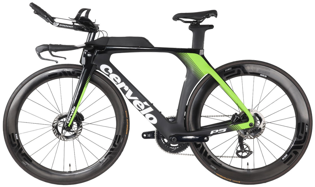 Cervelo P5 Disc Carbon Triathlon Bike 51cm BLCK/GRN 2x 11 Spd Dura-Ace Di2 2020