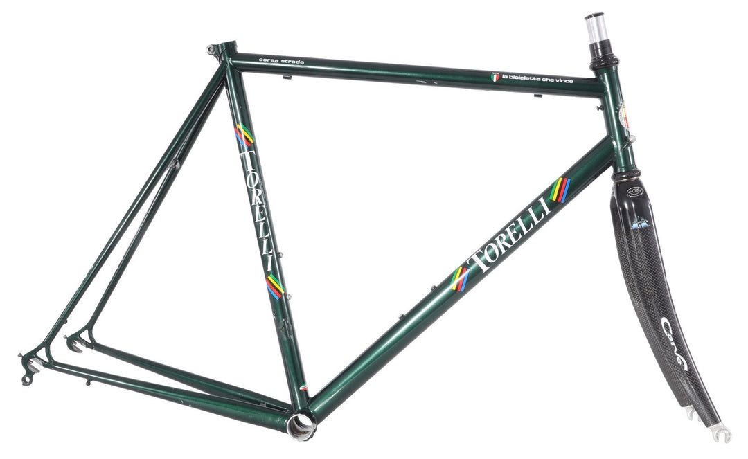 Torelli Corsa Strada Steel Road Bike Frameset 55cm Carbon Fork Green 700c Italy