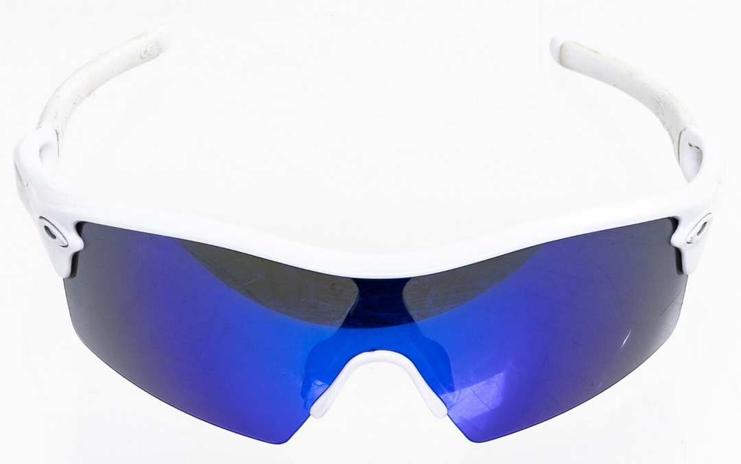 Oakley Radar Pitch Straight Stem Sunglasses Polished White Blue Mirrored Cycling