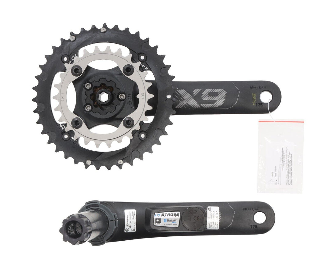 TruVativ X9 2x 10s Power Meter Mountain Bike Crankset 175mm 39/26T BB30 Stages