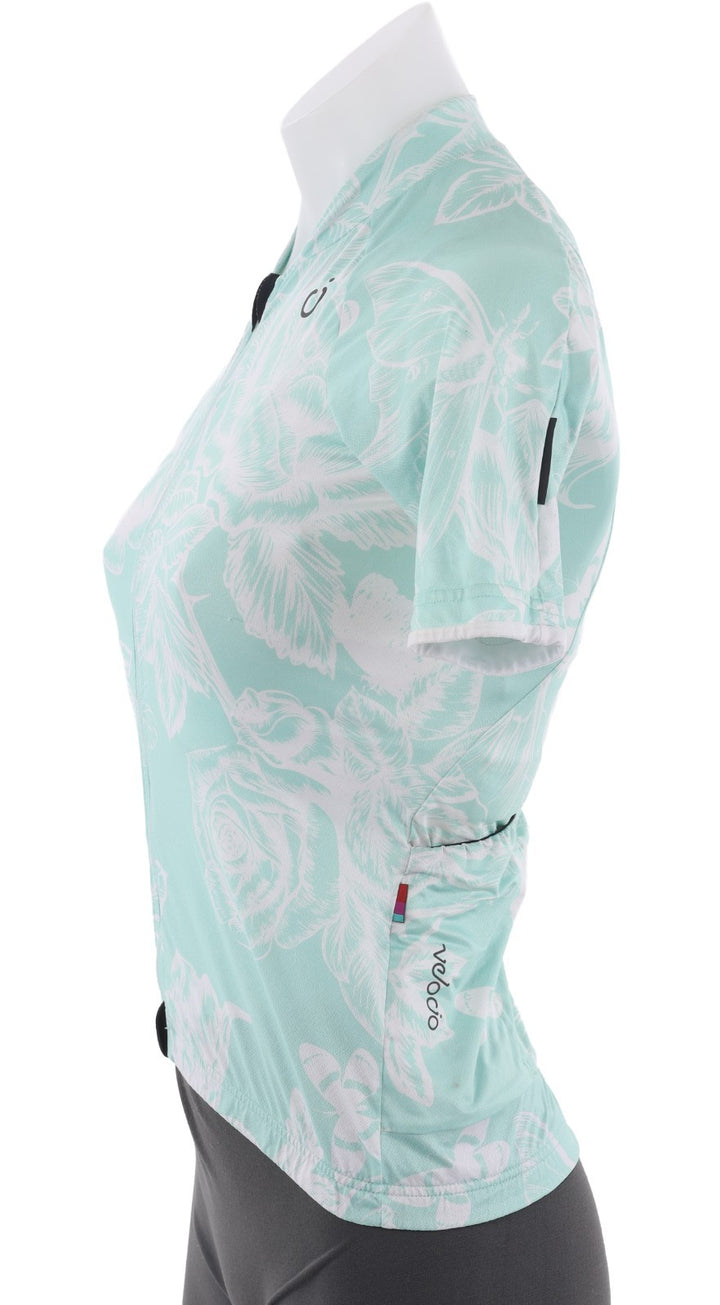 Velocio Luna Floral SE Short Sleeve Cycling Jersey Women XS GREEN Road Gravel