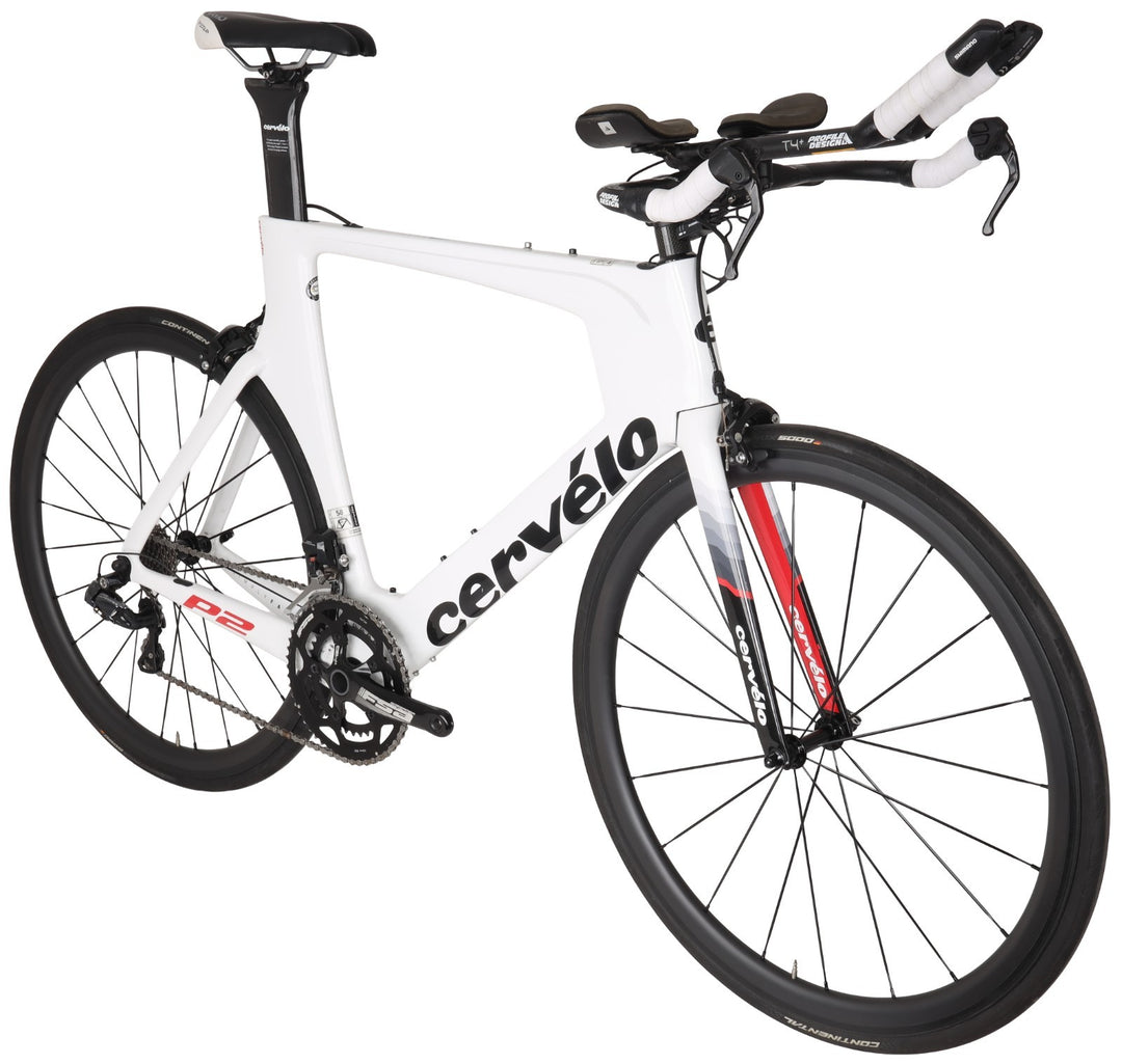 Cervelo P2 Carbon Triathlon Bike 58cm WHITE 2x 11s Power Ultegra Di2 Rim QR 2017