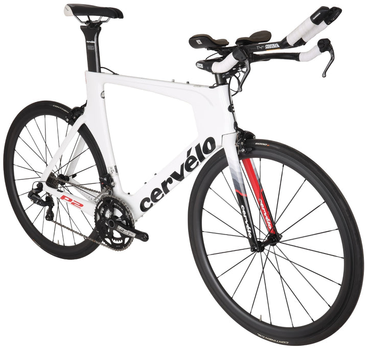 Cervelo P2 Carbon Triathlon Bike 58cm WHITE 2x 11s Power Ultegra Di2 Rim QR 2017