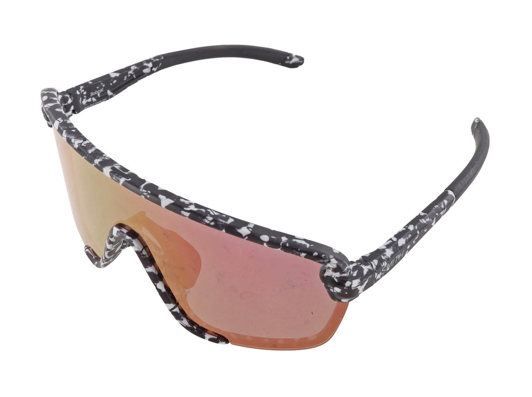 Smith Bobcat Sunglasses Black Marble Frame Violet Mirror Lens + Clear Lens