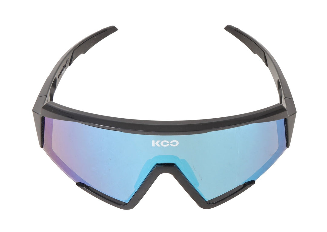 KOO Eyewear Spectro Cycling Sunglasses Black Blue Mirrored Lens Bike Road Gravel