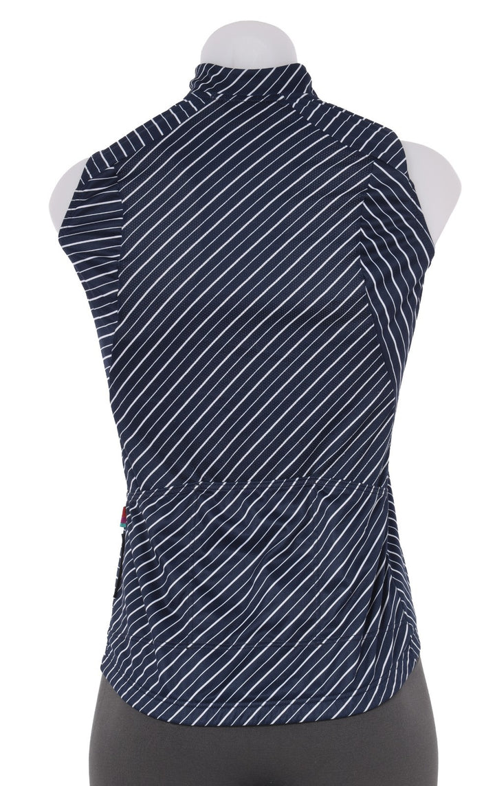 Velocio Wind Vest Women SMALL Blue Stripe Road Bike Gravel Race Mountain