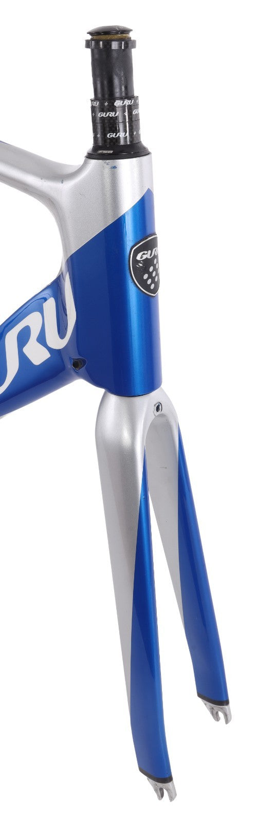 Guru Crono Carbon Triathlon TT Bike Frameset QR Rim Brake 54cm Silver/Blue 700c