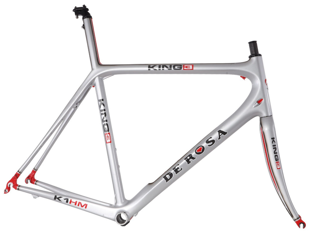 De Rosa King 3 Carbon Road Bike Frameset XXL 73cm Silver Rim Brake QR K1HM 2010