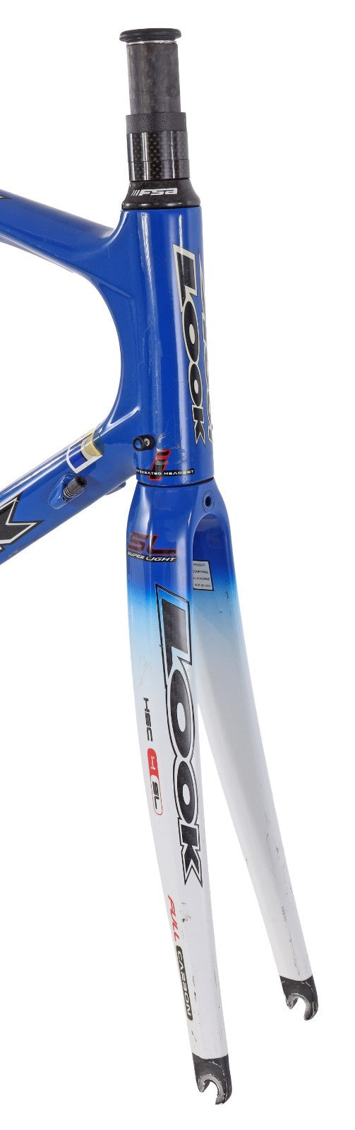 LOOK KG486 Carbon Road Race Bike Frameset White/Blue QR Rim Brake 55cm 700c 2004