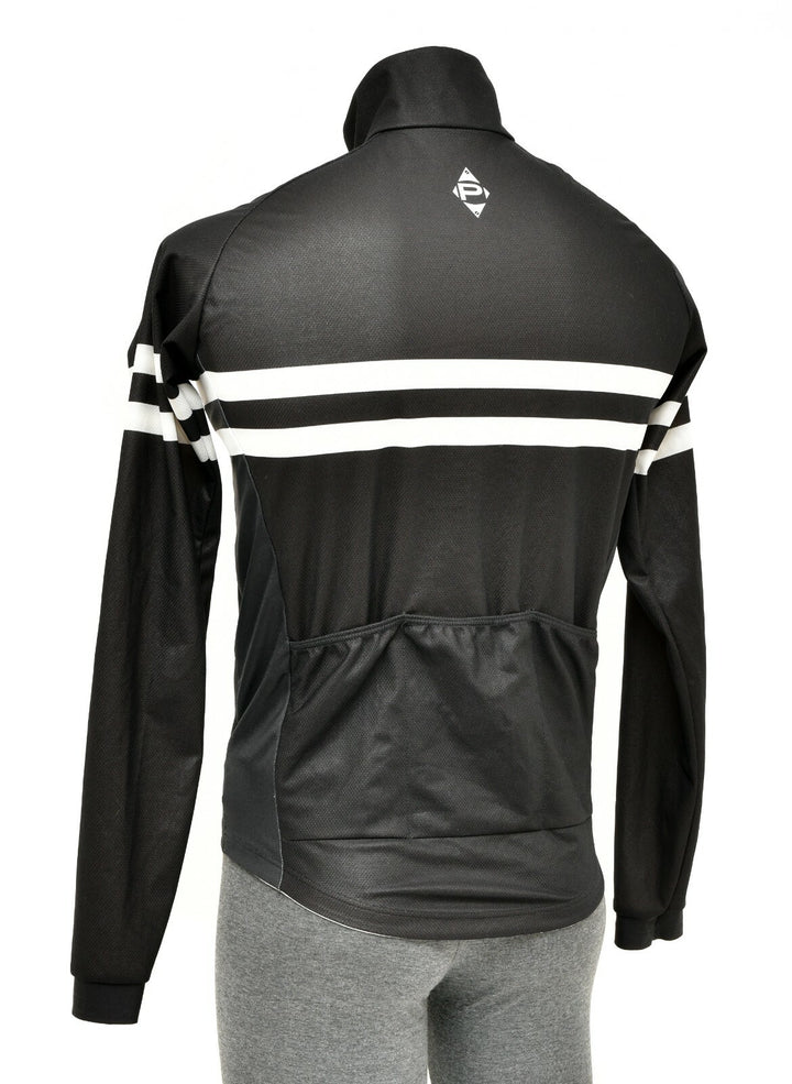 Panache Cycling Wind Jacket Men MEDIUM Black Striped Road Bike Gravel MTB Pocket