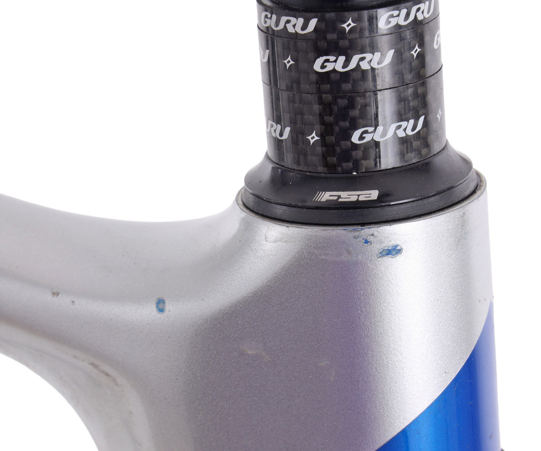 Guru Crono Carbon Triathlon TT Bike Frameset QR Rim Brake 54cm Silver/Blue 700c