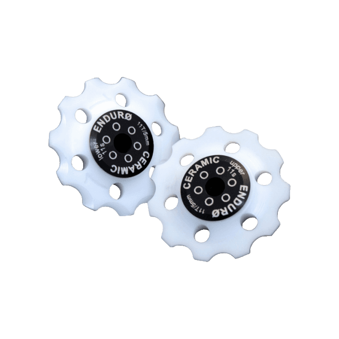 Enduro Ceramic Pulley Wheel SET Shimano 11 Speed Road Bike WHITE 11T 5mm Delrin