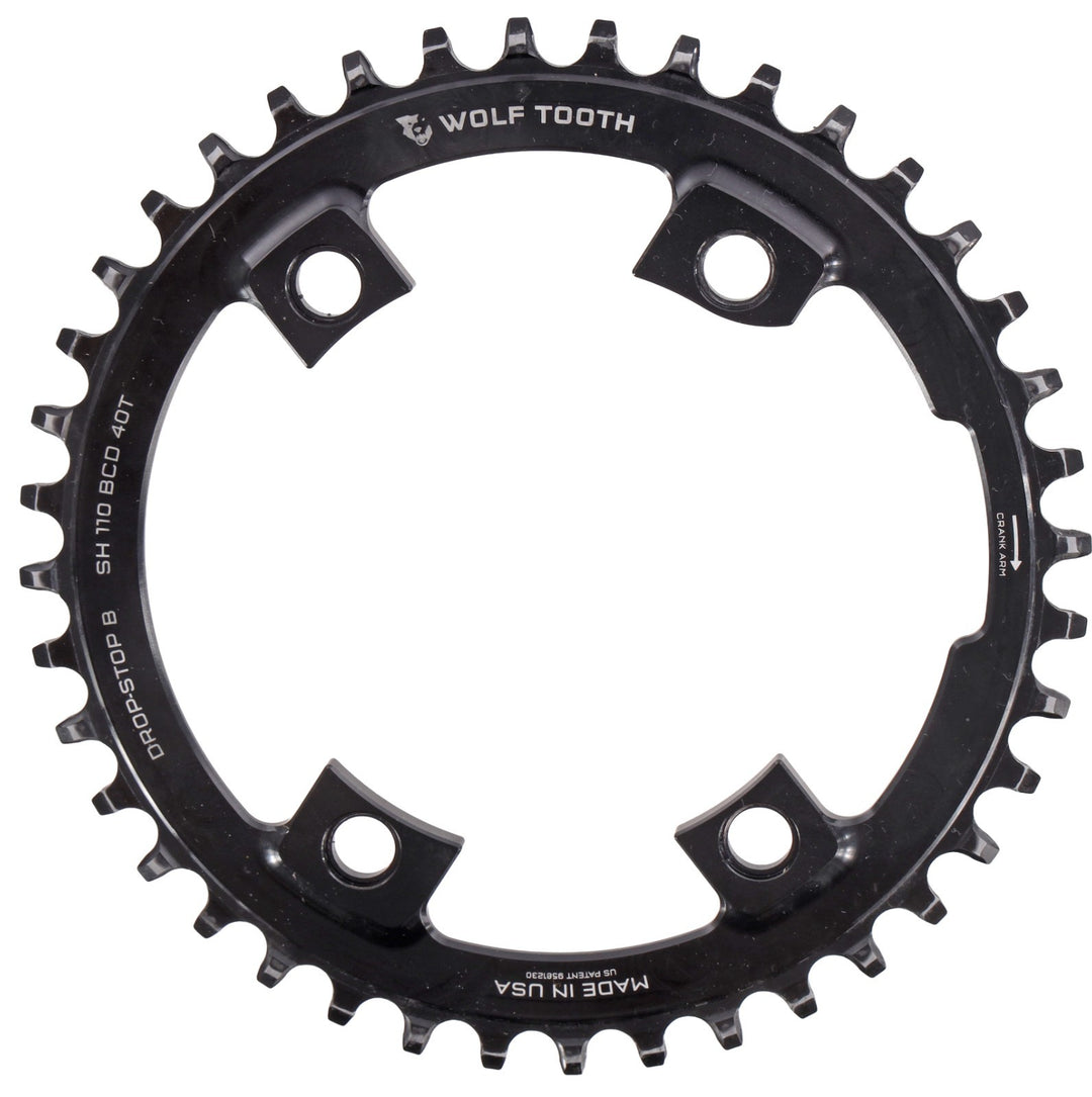 Wolf Tooth Drop-Stop 110 BCD Asymmetric Shimano Gravel Bike Chainring 40T 4-Bolt