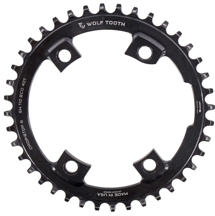 Wolf Tooth Drop-Stop 110 BCD Asymmetric Shimano Gravel Bike Chainring 40T 4-Bolt
