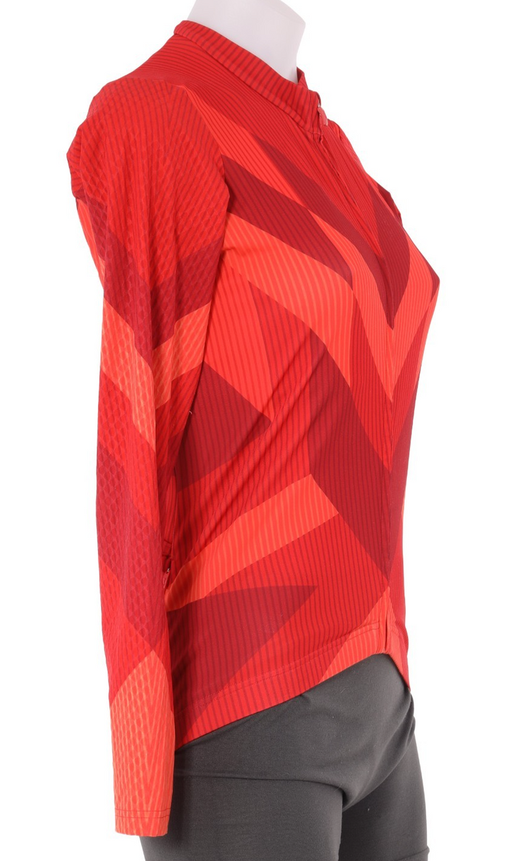 Rapha Hidden Leaves Long Sleeve Aero Jersey Women MEDIUM Red Road Bike Cycling