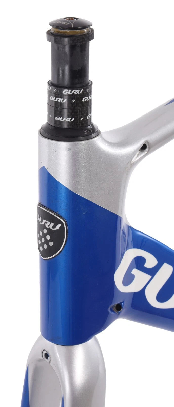 Guru Crono Carbon Triathlon TT Bike Frameset LARGE QR Rim Brake Silver/Blue 700c