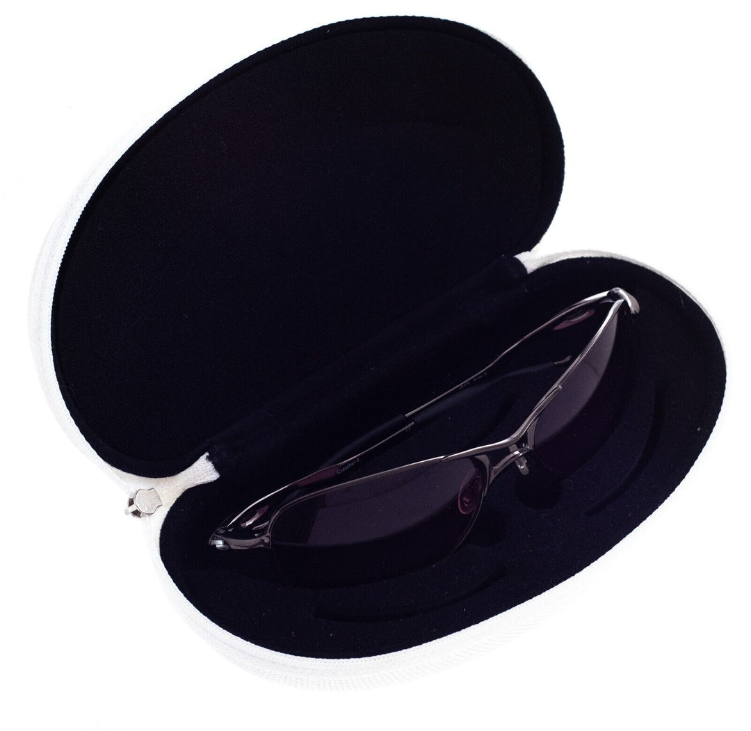 Oakley Crosshair S Sunglasses Polished Dark Chrome 05-976 Purple Lens Lifestyle