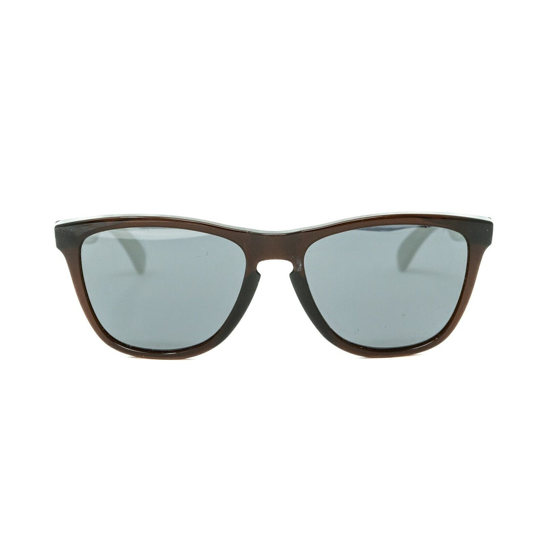 Oakley Frogskins Sunglasses Polished Clear Brown/Grey OO9013-37 Grey Lens Bike