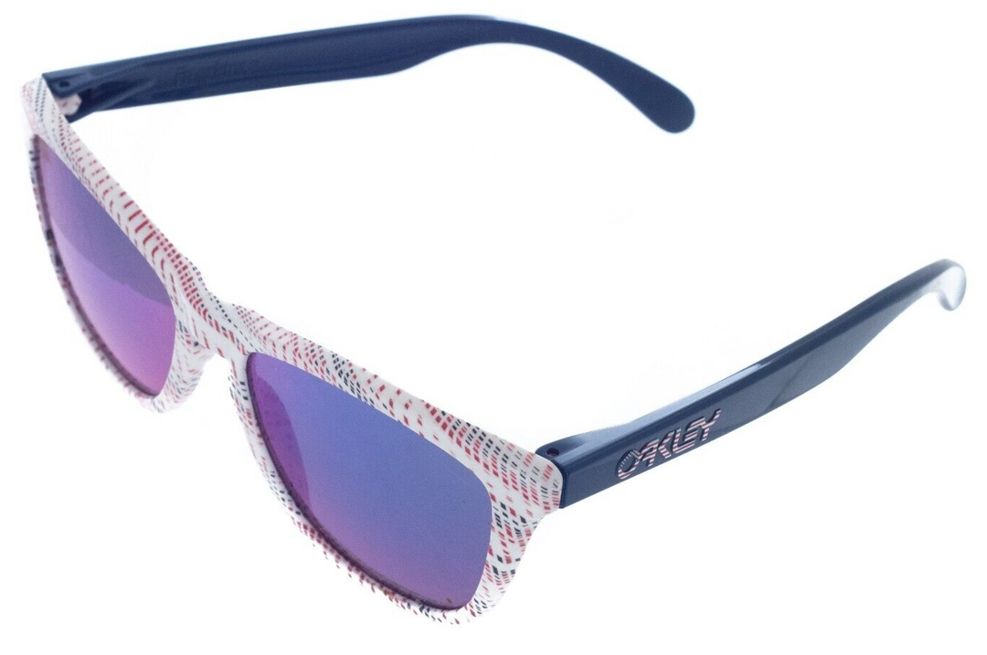 Oakley Frogskins Team USA Sunglasses Glossy White/Blue Prizm Blue Polarized