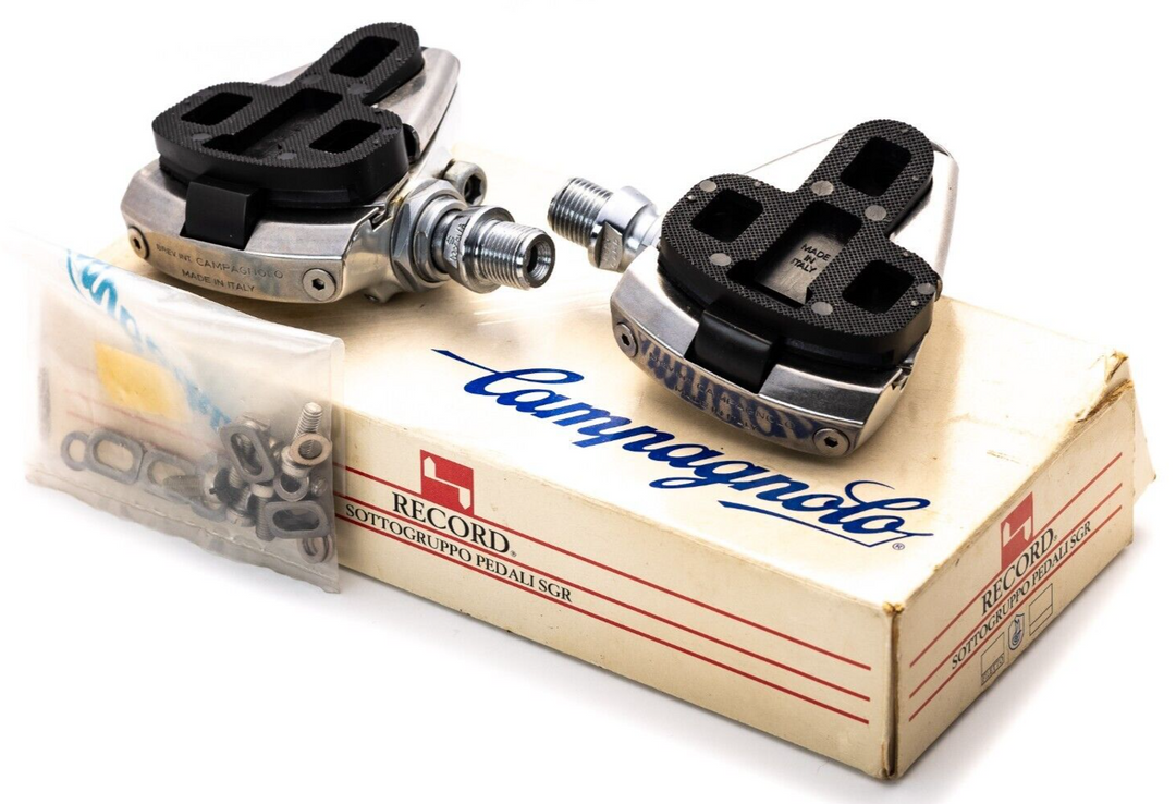 Campagnolo Record SGR-1 Road Bike Clipless Pedals 9/16" Spindle Vintage NOS Box