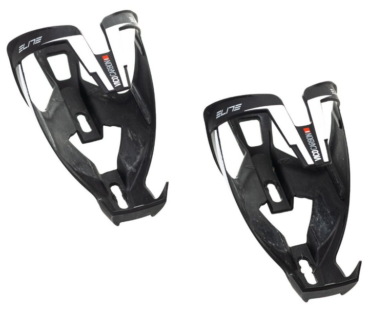 Elite Vico Carbon Water Bottle Cages 1 PAIR Matte Black/White Road Gravel Bike