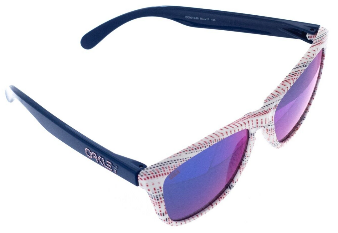 Oakley Frogskins Team USA Sunglasses Glossy White/Blue Prizm Blue Polarized
