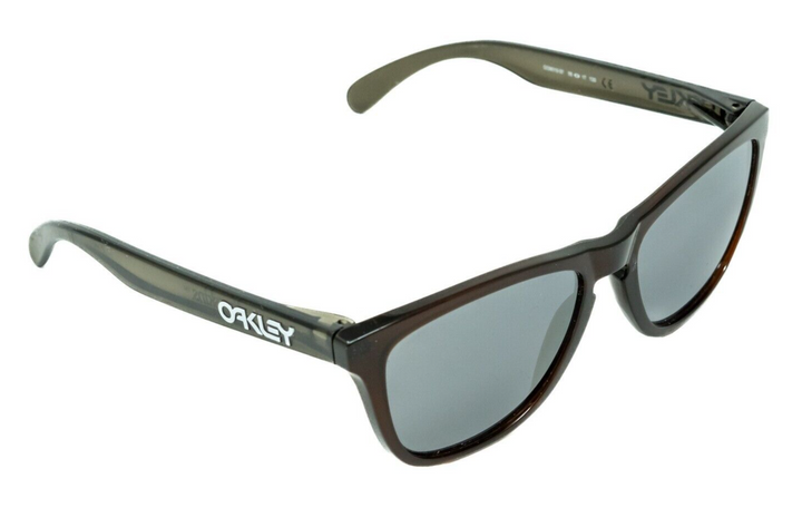 Oakley Frogskins Sunglasses Polished Clear Brown/Grey OO9013-37 Grey Lens Bike